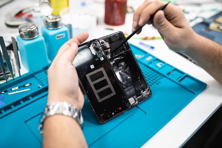 Phone repair in progress at FIXIT Mobile Care, Solaris Dutamas